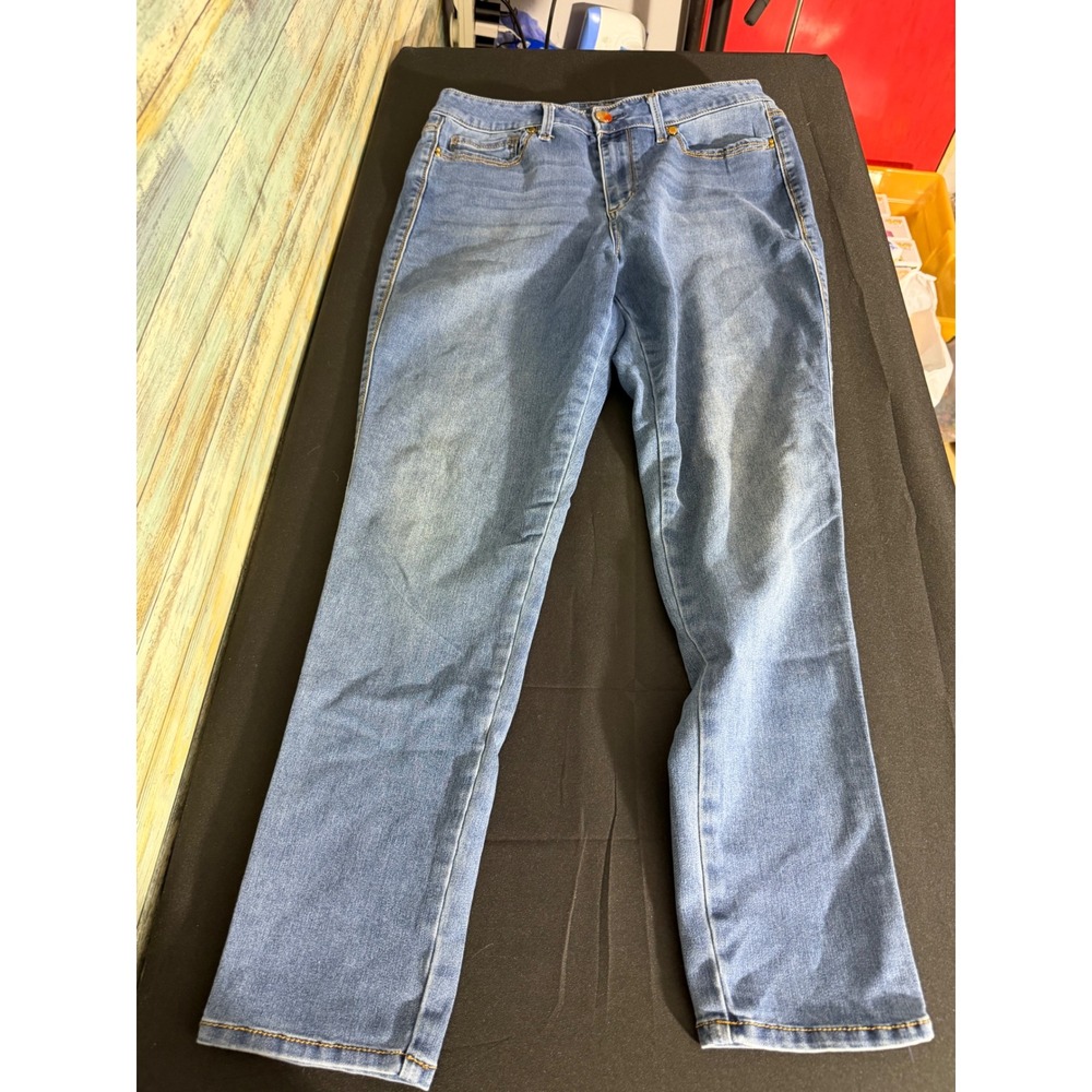 Seven7 High Rise Skinny Jeans Size 14 Blue Excellent Skin-Fit Denim Stretch